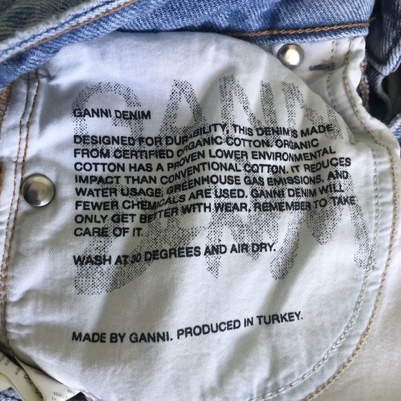 GANNI Floral Print Denim Core Magny Wide Straight Jeans Bleach Light Blue 25 - Picture 13 of 15